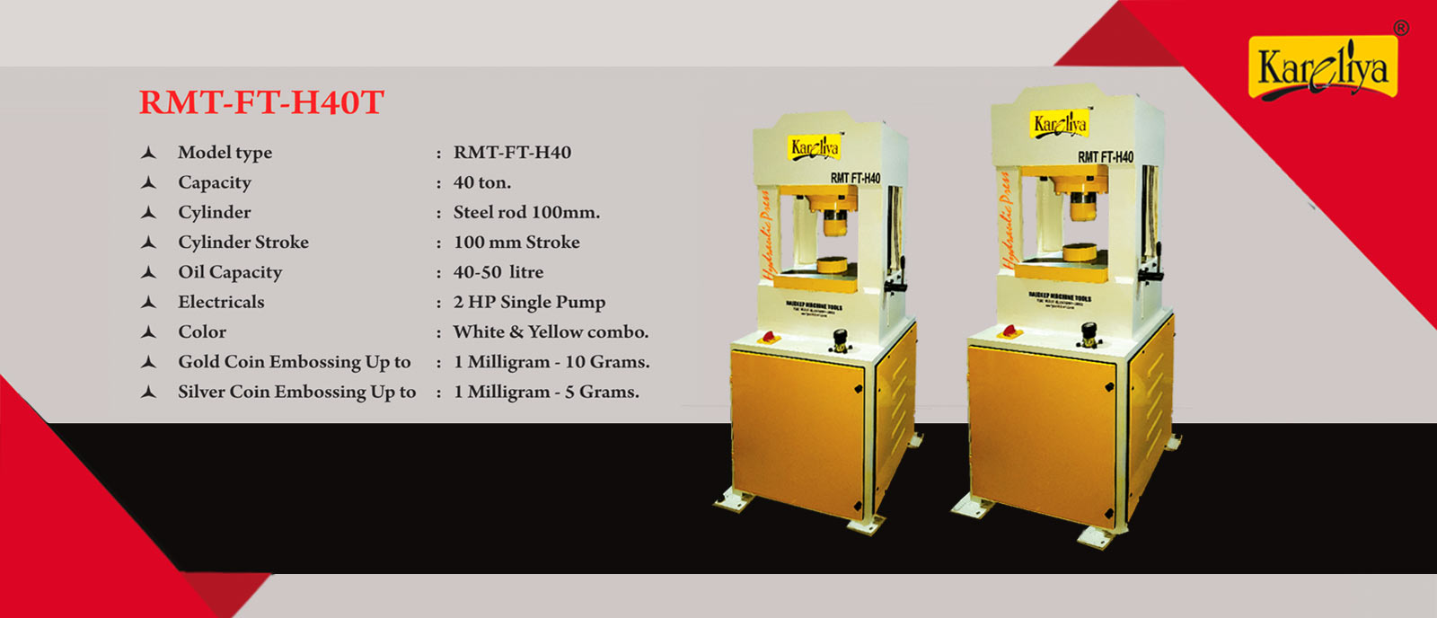 Hydraulic Embossing Press Machine Manufacturers Rajkot Model H40