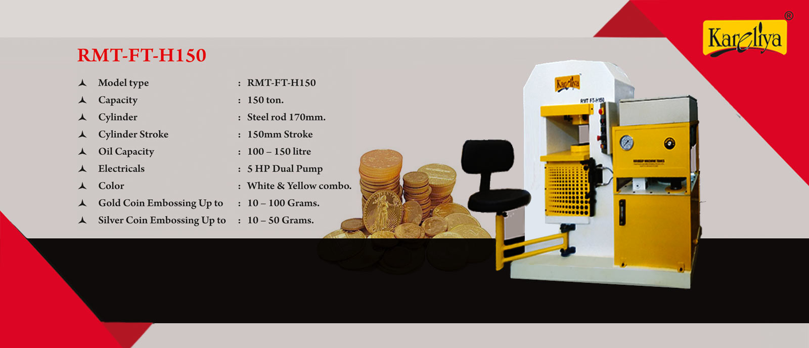 Gold Silver Coins Hydraulic Press Machine Manufacturers Model H 150 Ton