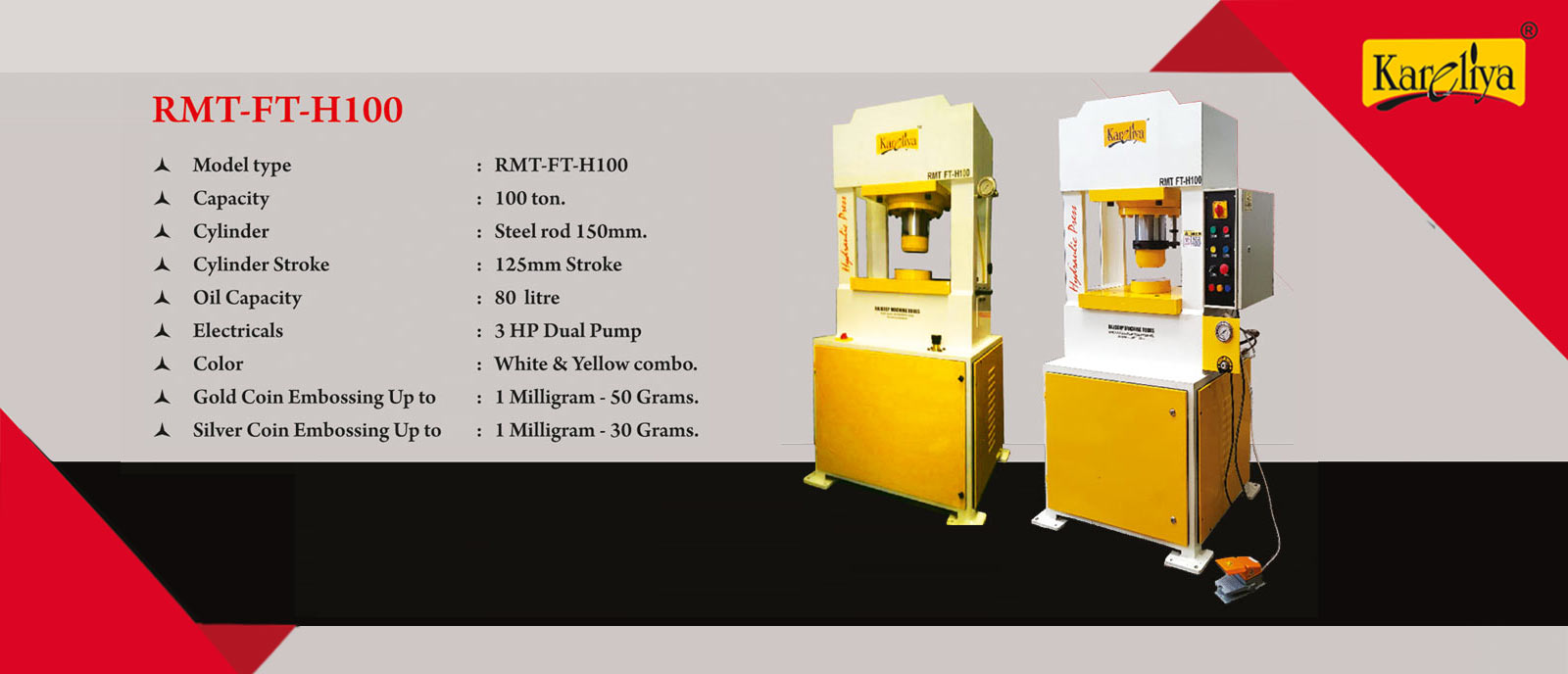 Gold Silver Coins Hydraulic Press Machine Manufacturers Model H 100 Ton